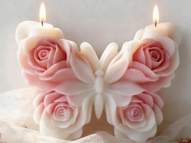 Molde silicona mariposa decorada con rosas 